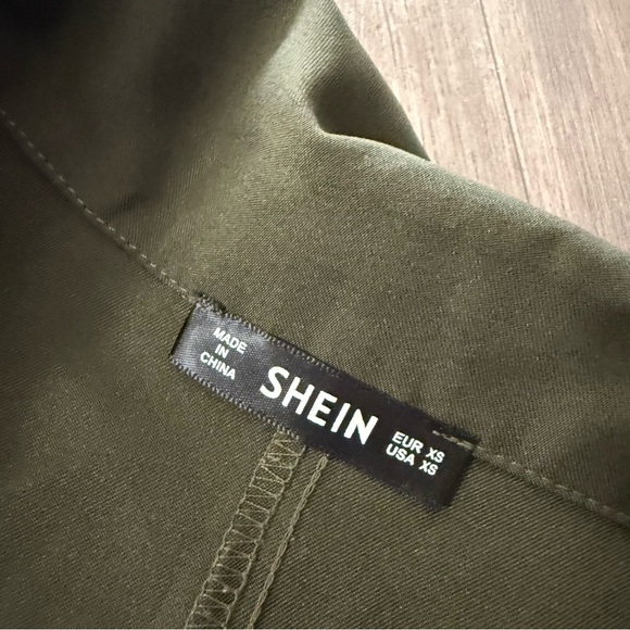 New SHEIN Olive Green Open Blazer Trench Cardigan Jacket - Picture 4 of 5
